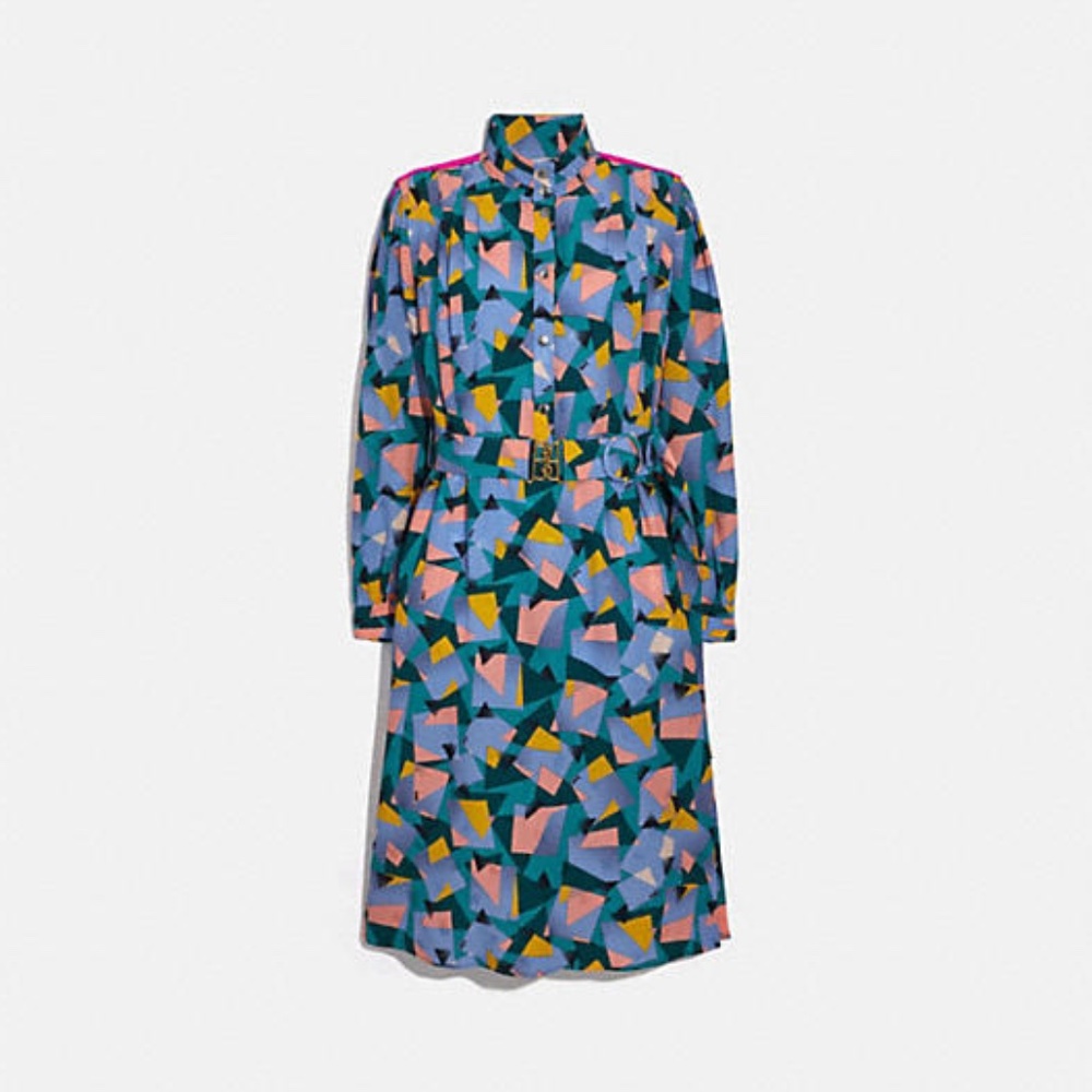 Bold Geo Mock Neck Dress With Sporty Stripe from Coach - Picture 4 of 5